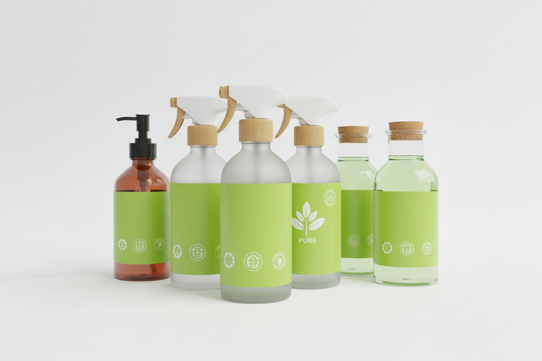 Natural cleaning products without greenwashing labels for a nontoxic home