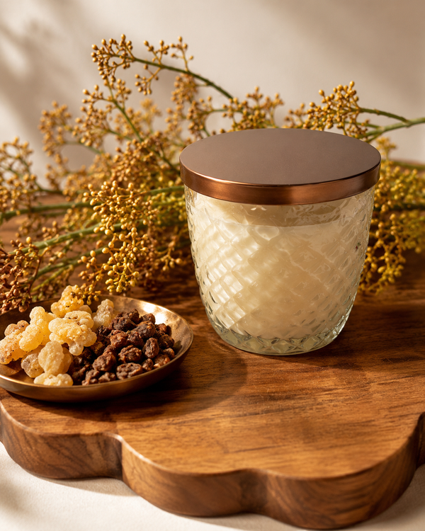 Eco-friendly frankincense and myrrh hand-poured candle, 8 oz