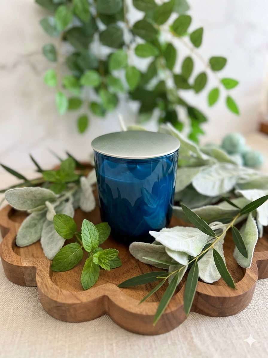 Natural peppermint and eucalyptus aromatherapy candle, 8 oz