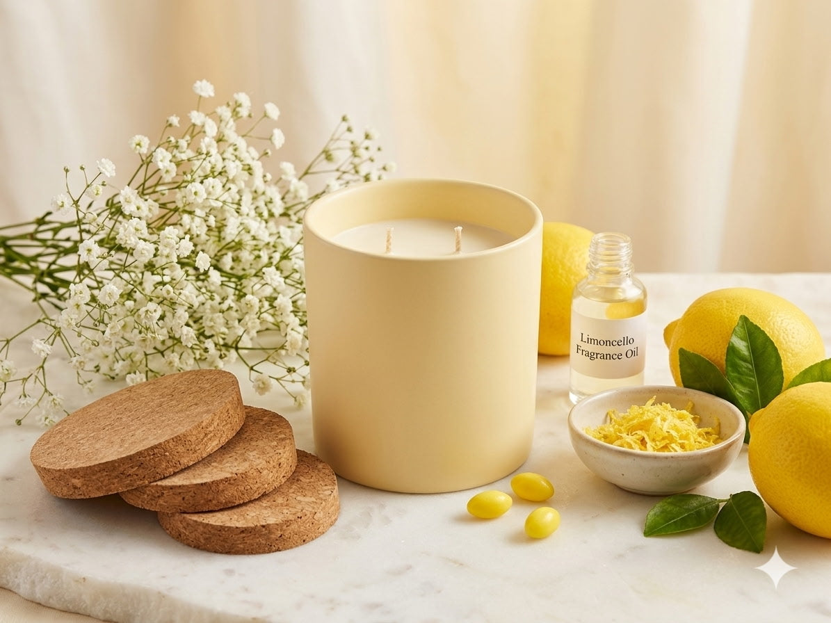 Limoncello crème luxury candle, clean burning coconut apricot wax