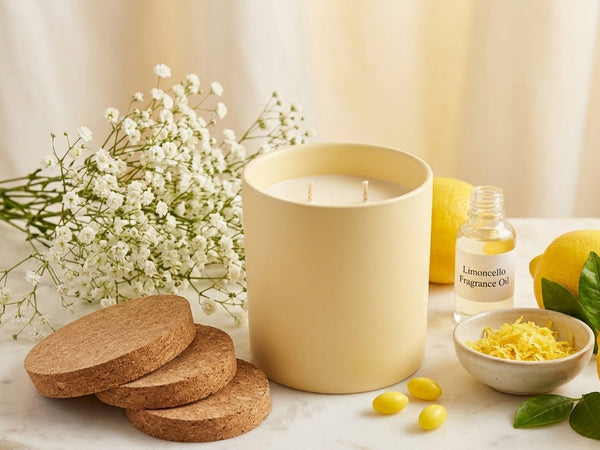 Limoncello crème luxury candle, clean burning coconut apricot wax