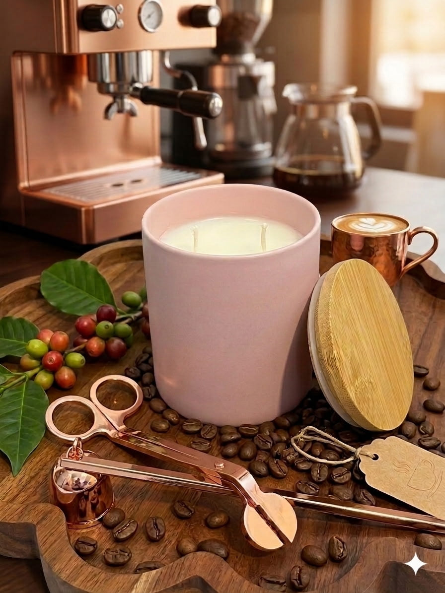 Hand-poured coffee shop scented candle in 11 oz jar