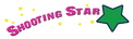 Shooting Star logo with pink text and a green star on a transparent background