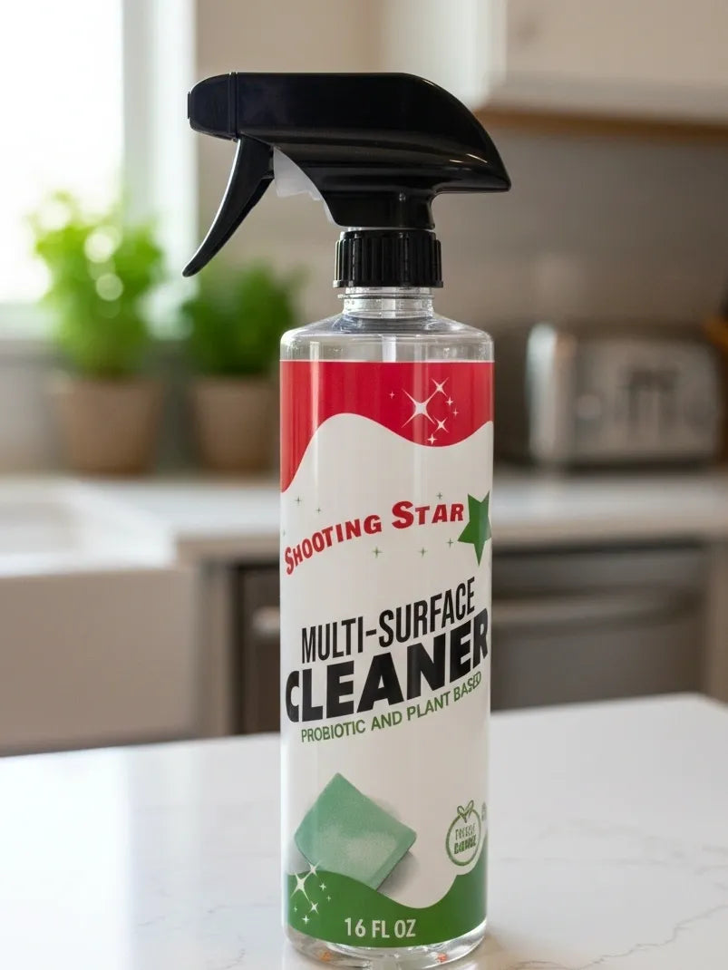 Shooting Star multi-surface cleaner bottle on a kitchen counter