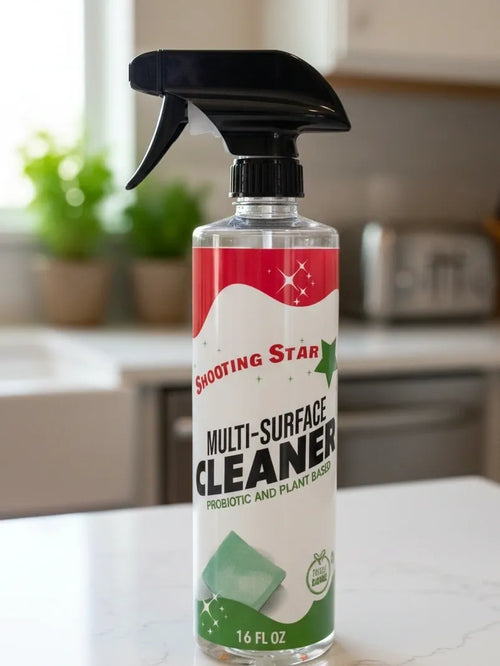 Shooting Star multi-surface cleaner bottle on a kitchen counter